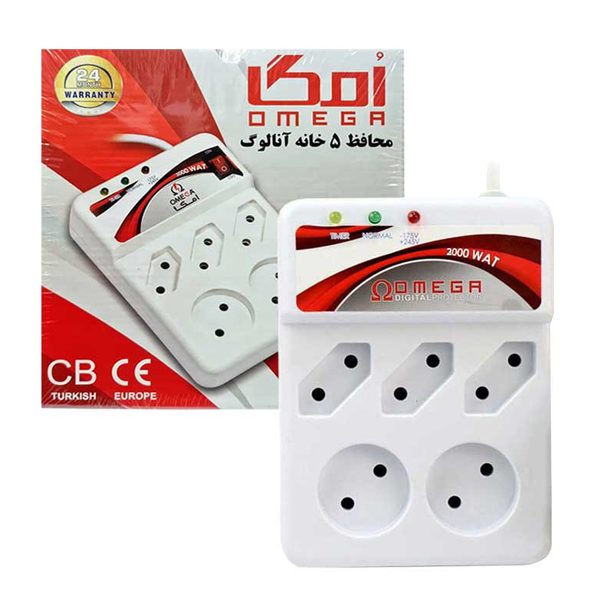 654651 محافظ برق کلید دار 5 خانه 1/3 متری امگا OMEGA - Image 1