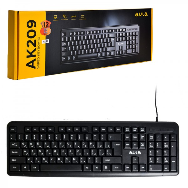 کیبورد-سیم-دار-آئولا-aula-مدل-ak209 کیبورد سیم دار آئولا (AULA) مدل AK209 - Image 1